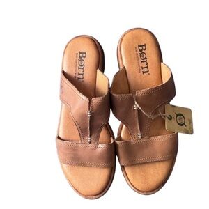 Born Brown Remo Flat Leather Sandals